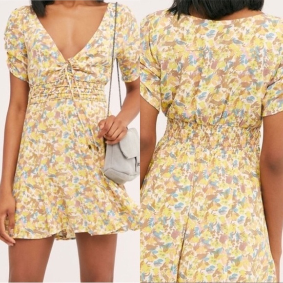 Free People Forget Me Not Mini Smocked Dress NWT - Picture 3 of 16